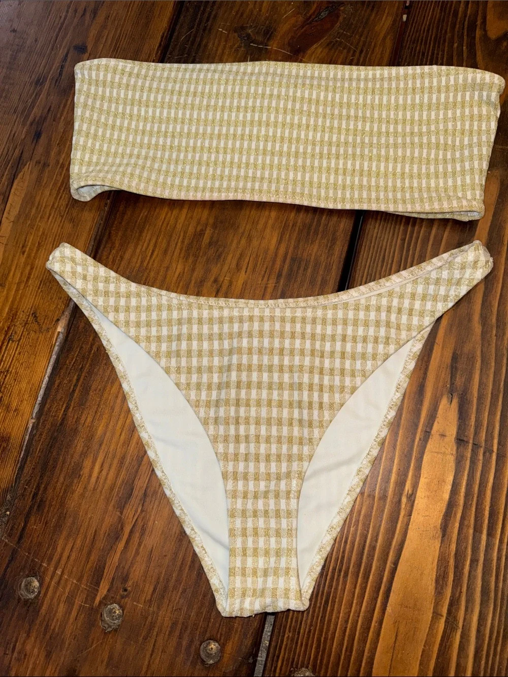 Triangl swimwear gold/white bandeau 2 pc. XL. EUC.